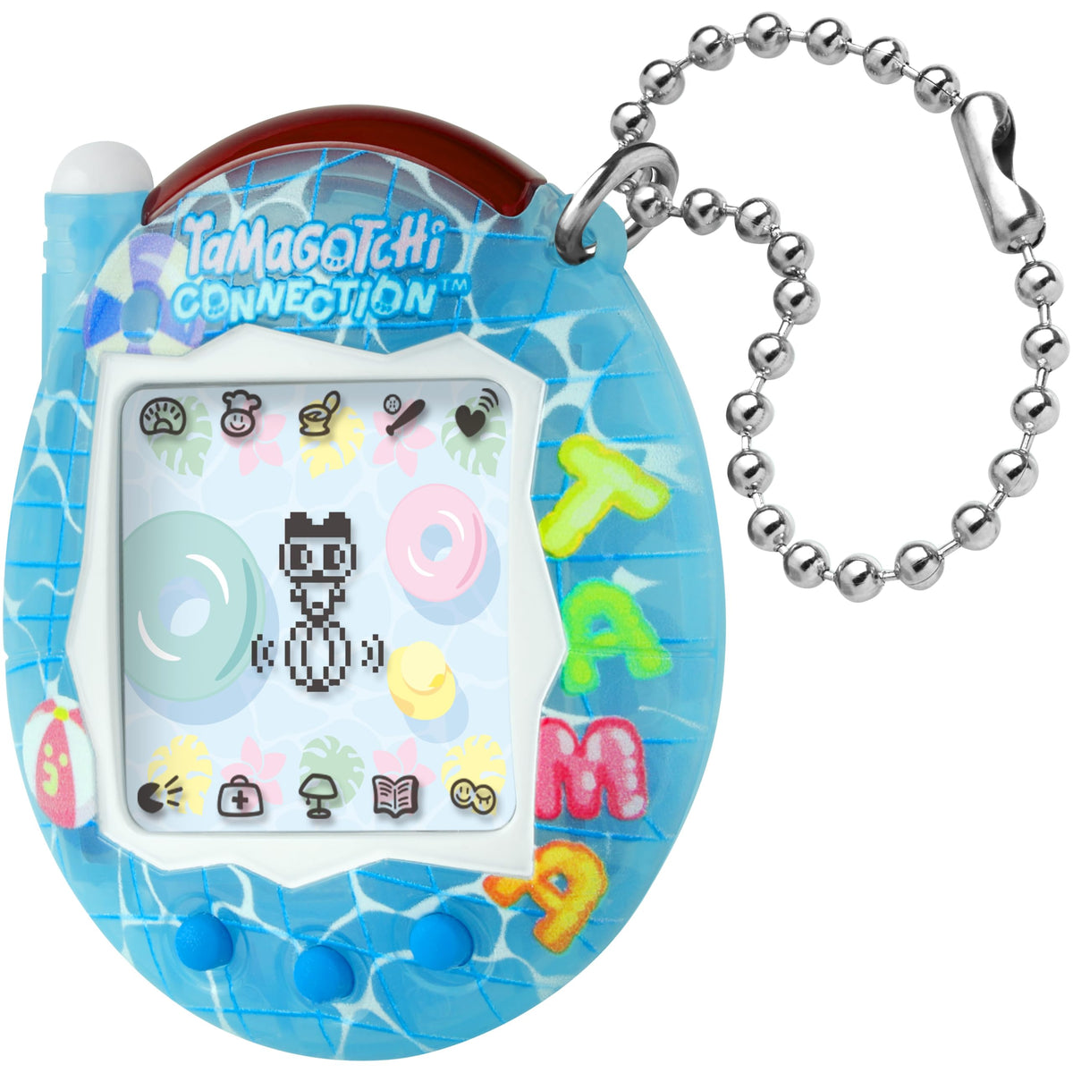 Tamagotchi Connection pool play session, kids explore caring and mini-games with their virtual companion.