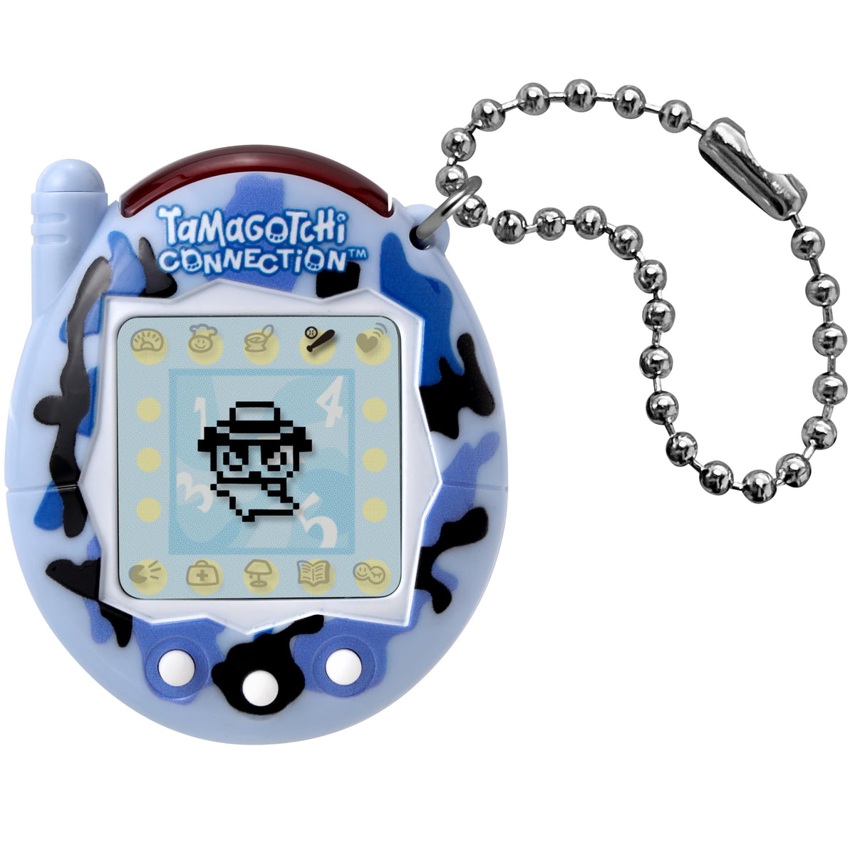 Tamagotchi Connection Wild Blue shell with camouflage, nostalgic collectible.