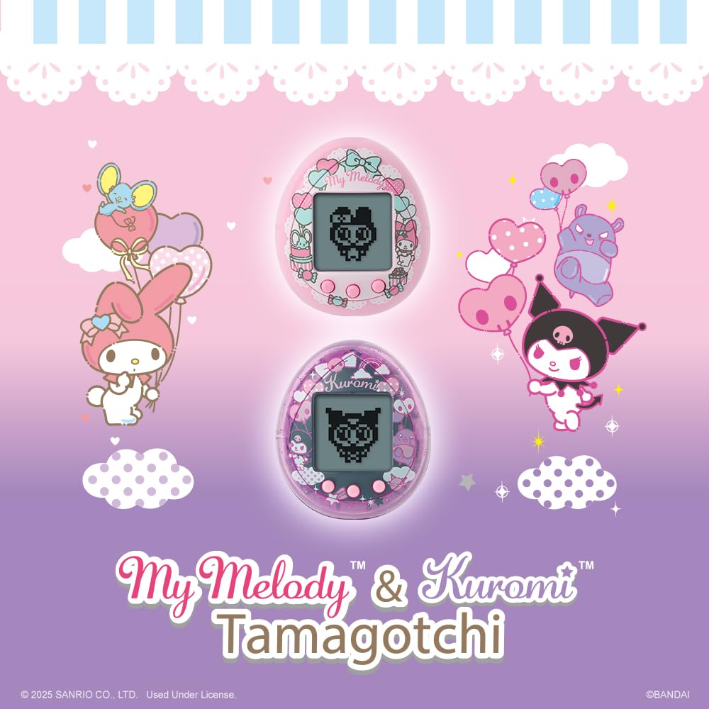 Tamagotchi Nano packaging highlights two charm-filled styles and care-based growth.