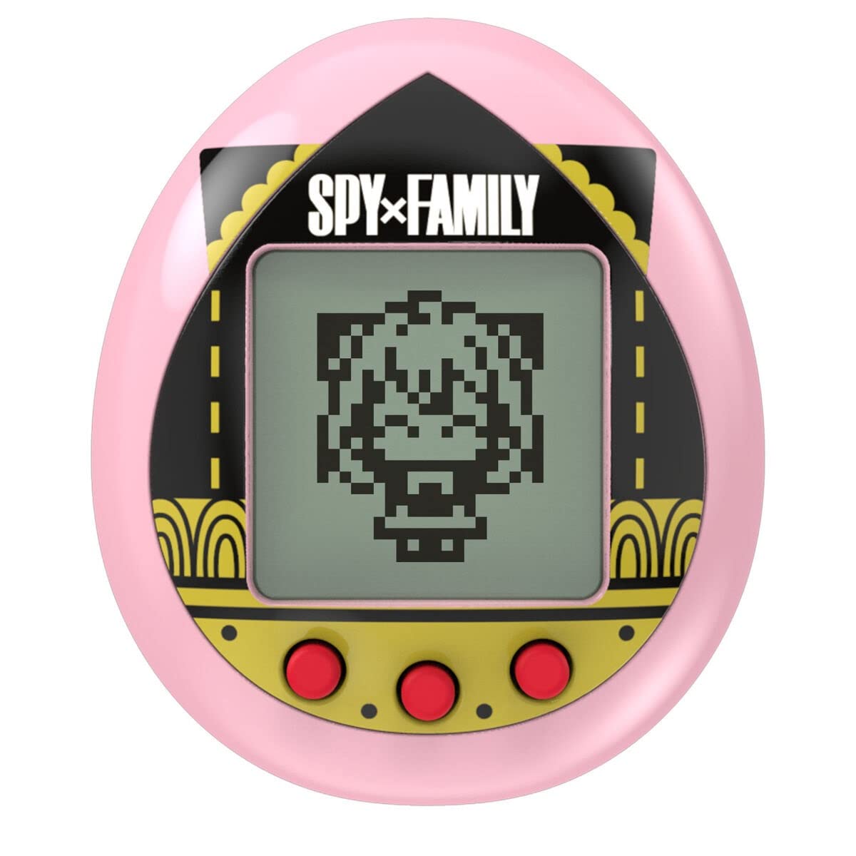 Tamagotchi Nano Spy Green shell featuring Loid, Yor and Anya for interactive play on the go.