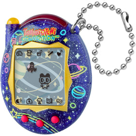 Tamagotchi Neon Planet device shown in hand for portable, on-the-go fun.