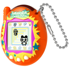 Tamagotchi Orange Burst character evolves with care, rewarding attentive play.