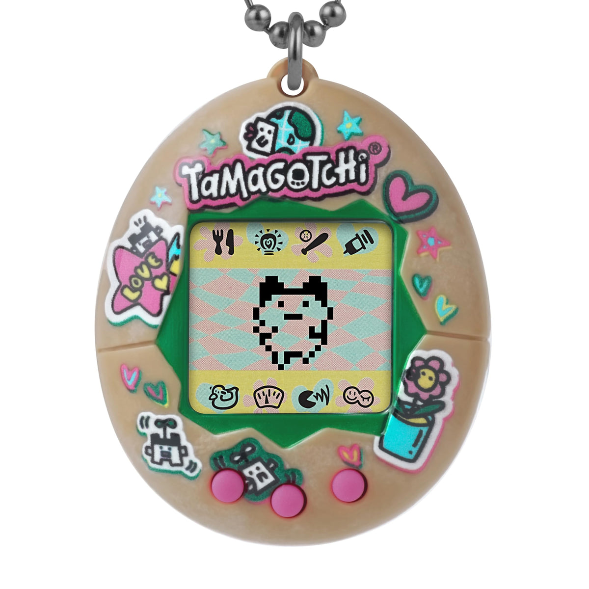 Tamagotchi Original Celebration Egg device view with eco-friendly shell for portable fun