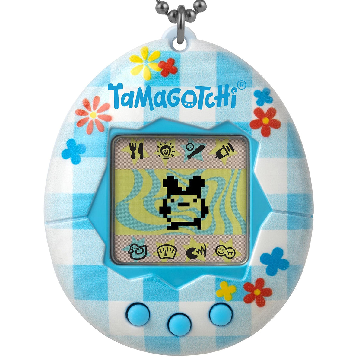 Tamagotchi Original flower gingham shell for nostalgic, on-the-go play