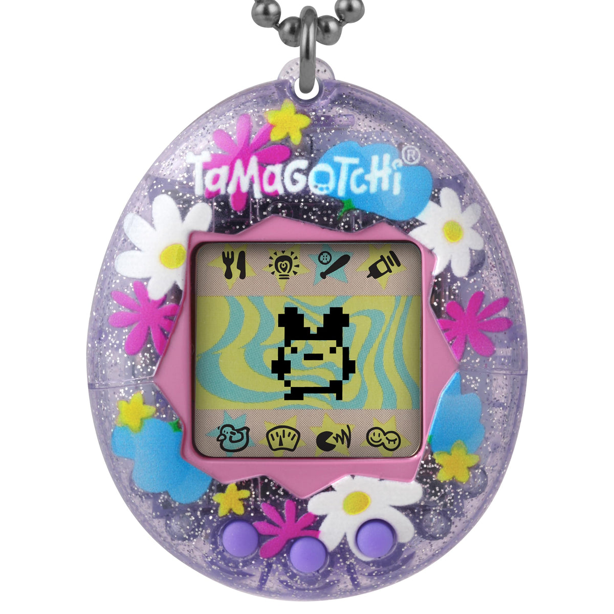 Tamagotchi Original flower-perfume-shell, portable nostalgia for on-the-go care.