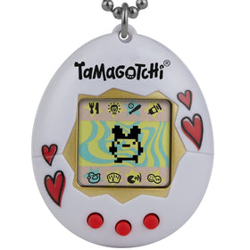 Tamagotchi Original Hearts shell with red hearts, a portable digital companion.