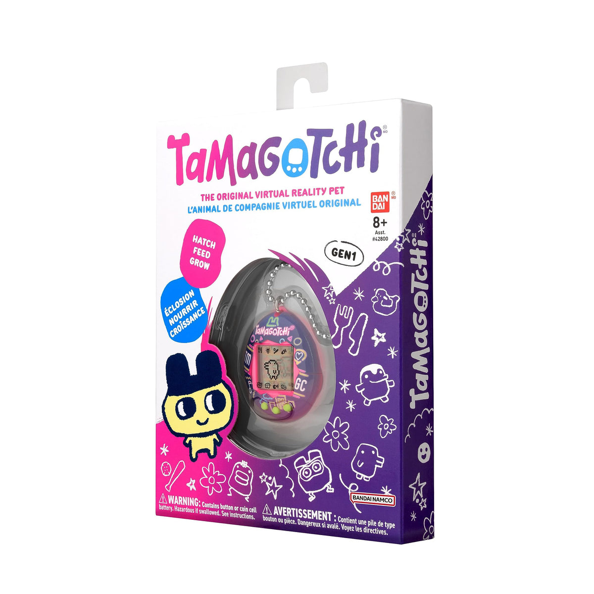 Tamagotchi Original Neon Lights purple shell with green buttons