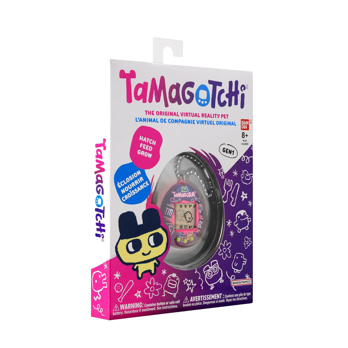 Tamagotchi Original Neon Lights Character game screen adds playful challenge