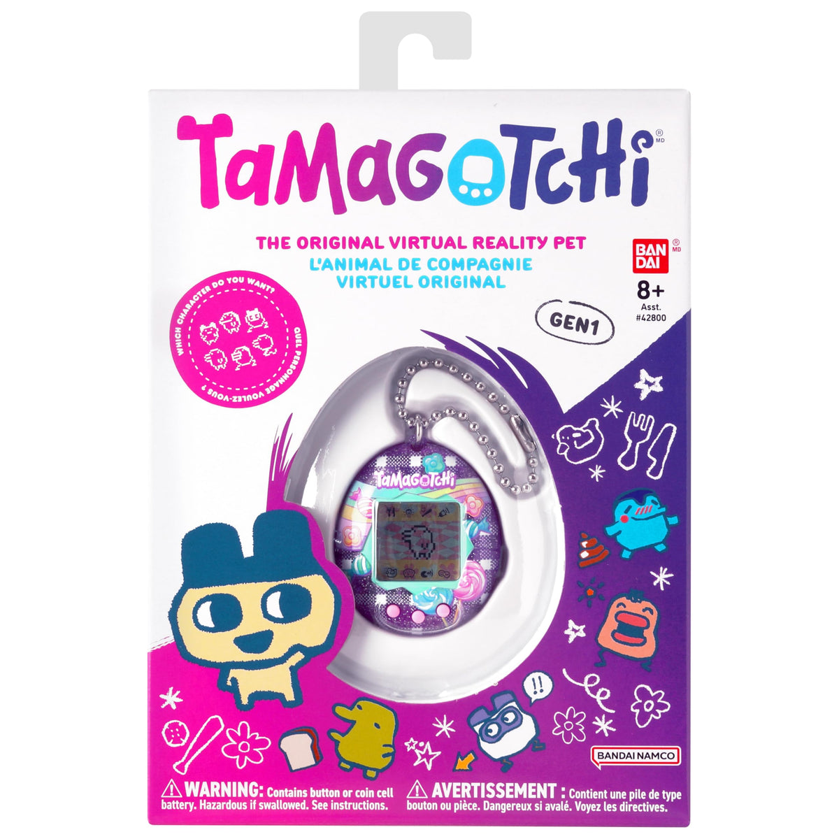 Tamagotchi Original device on a chain ready for travel.