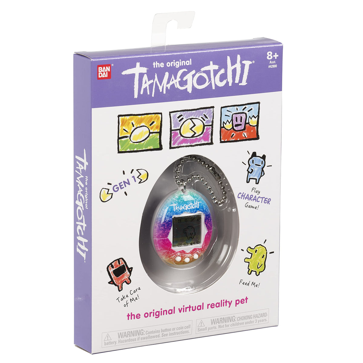 Tamagotchi Original Rainbow battery included enables instant play.