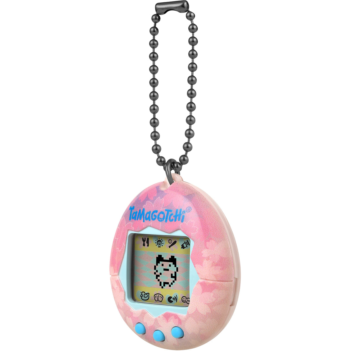 Tamagotchi Original Sakura care cycle: feed, clean, and discipline for a balanced character.