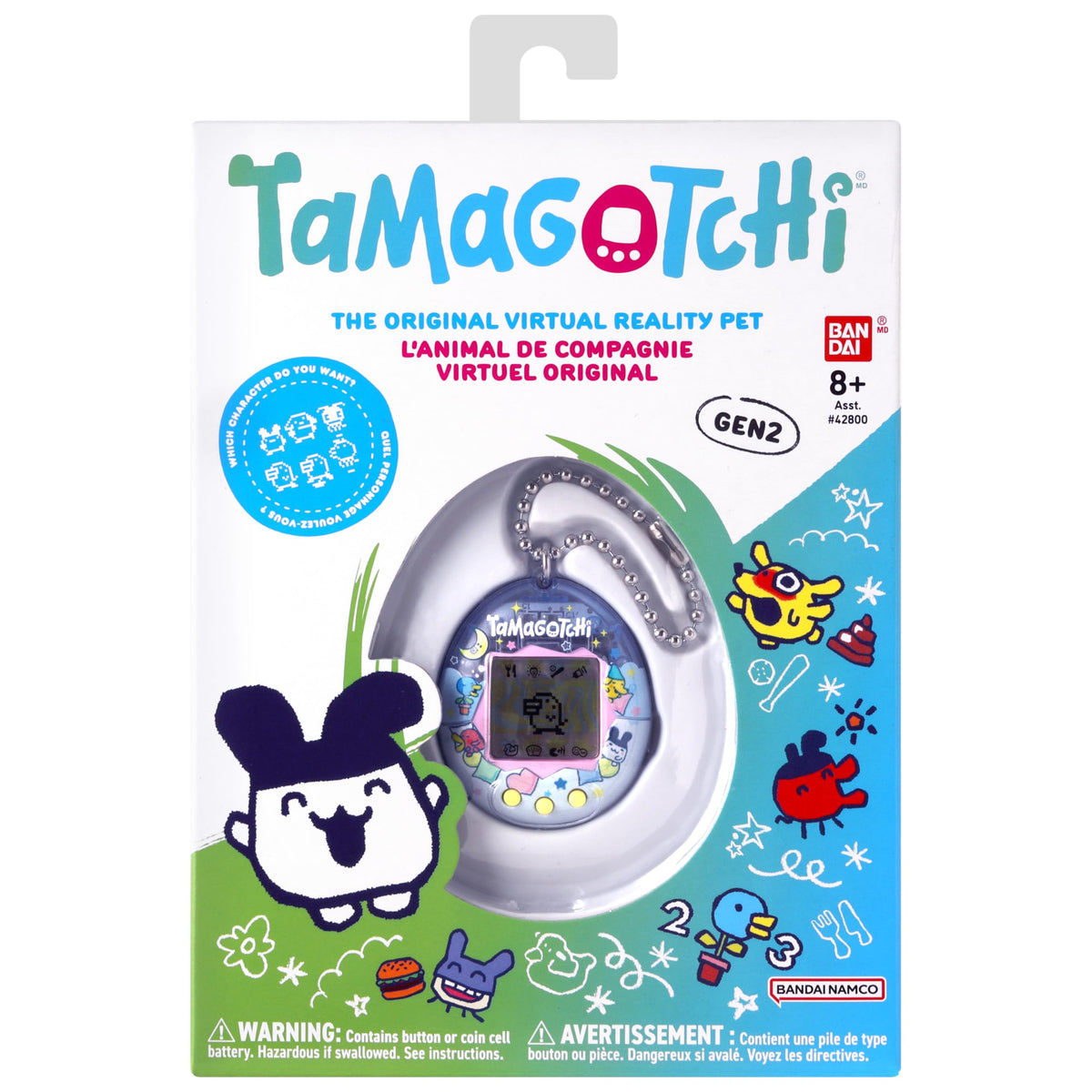 Tamagotchi Original Tama Pajama egg-to-adult progression visual on screen.