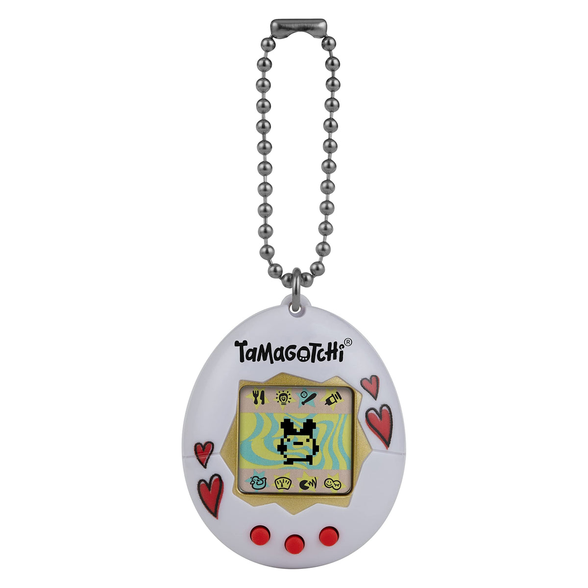 Tamagotchi Original updated logo on the black frame, modern branding for nostalgia.
