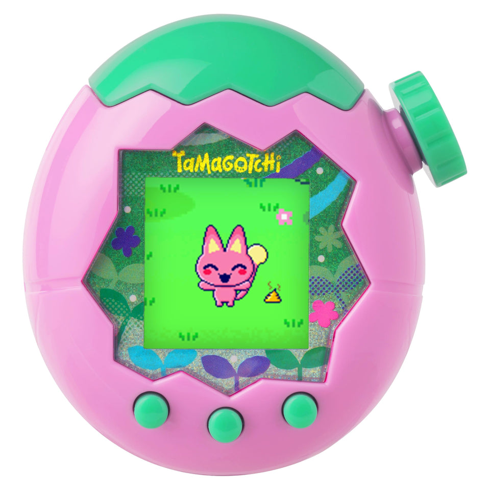 Tamagotchi Paradise Pink Land dial focuses on hands-on nurturing play.
