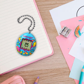 Tamagotchi pink-framed display shows clear screen for quick care