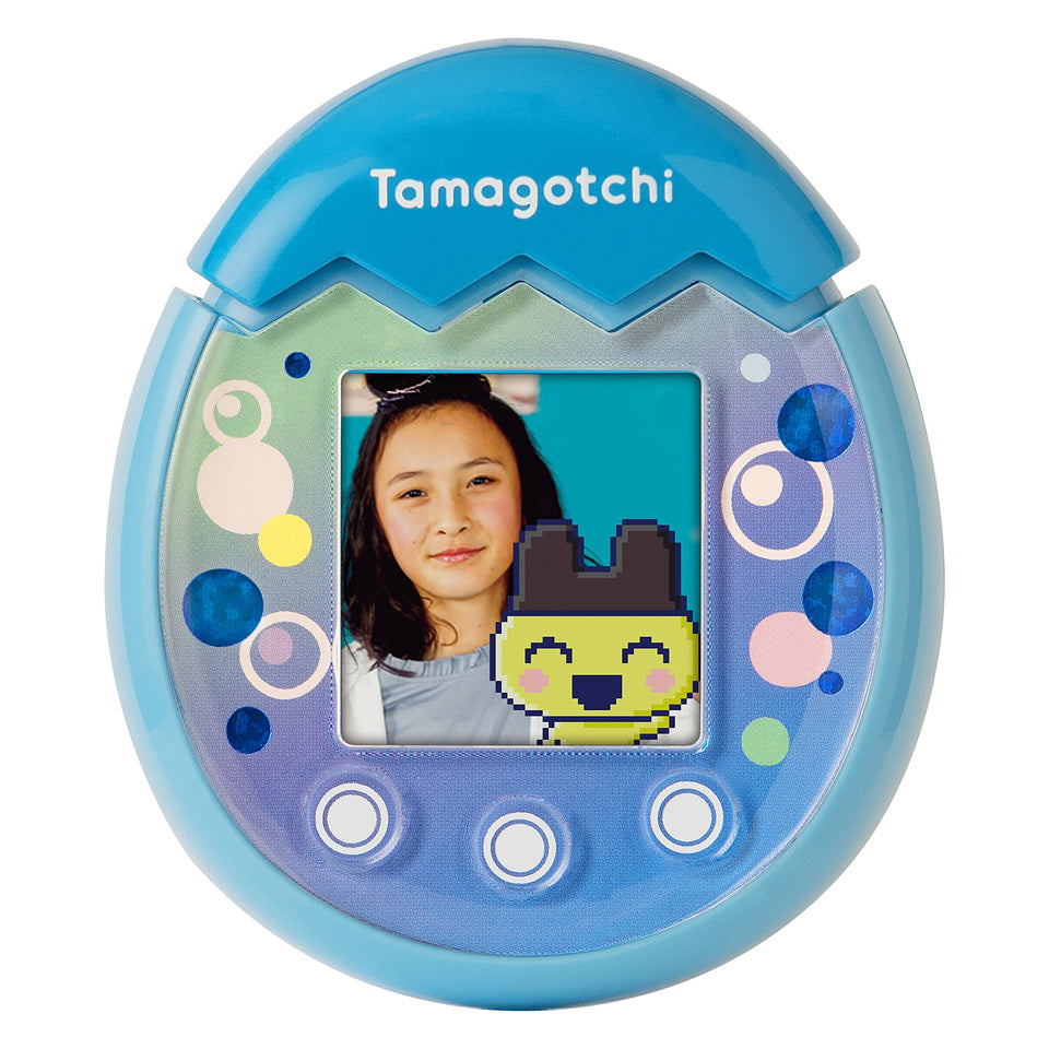 Tamagotchi Pix Ocean Blue front view for on-the-go play.