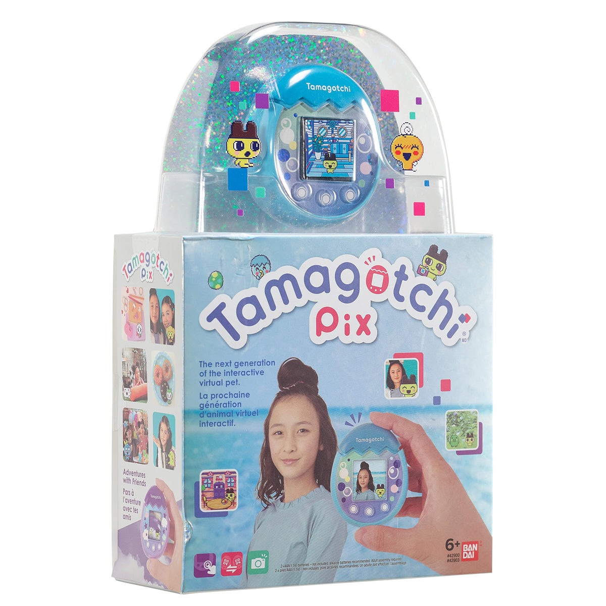 Tamagotchi Pix Ocean Blue social network feature for sharing with friends.