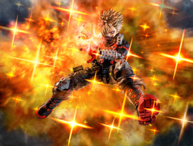 Bakugo last battle pose demonstrates iconic energy bursts.