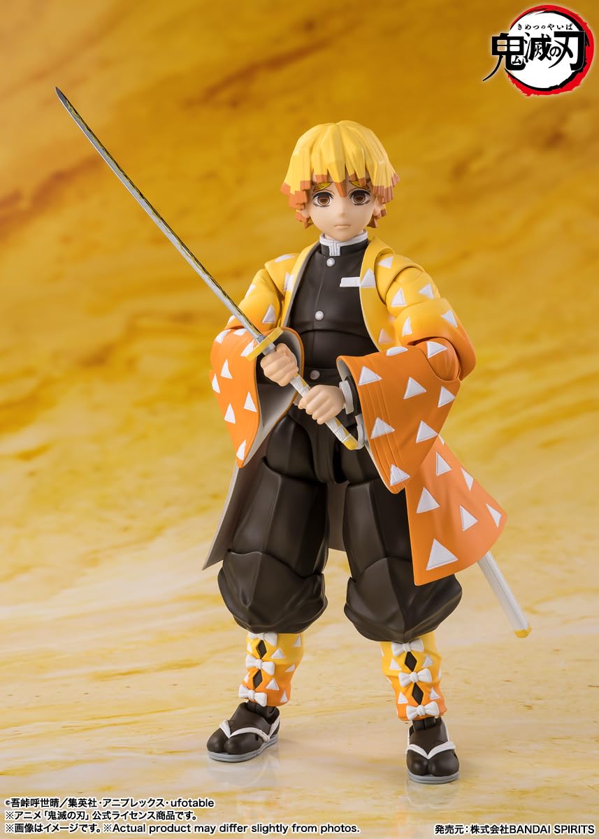 Zenitsu Agatsuma S.H.Figuarts bolt-flash pose for dramatic action display.