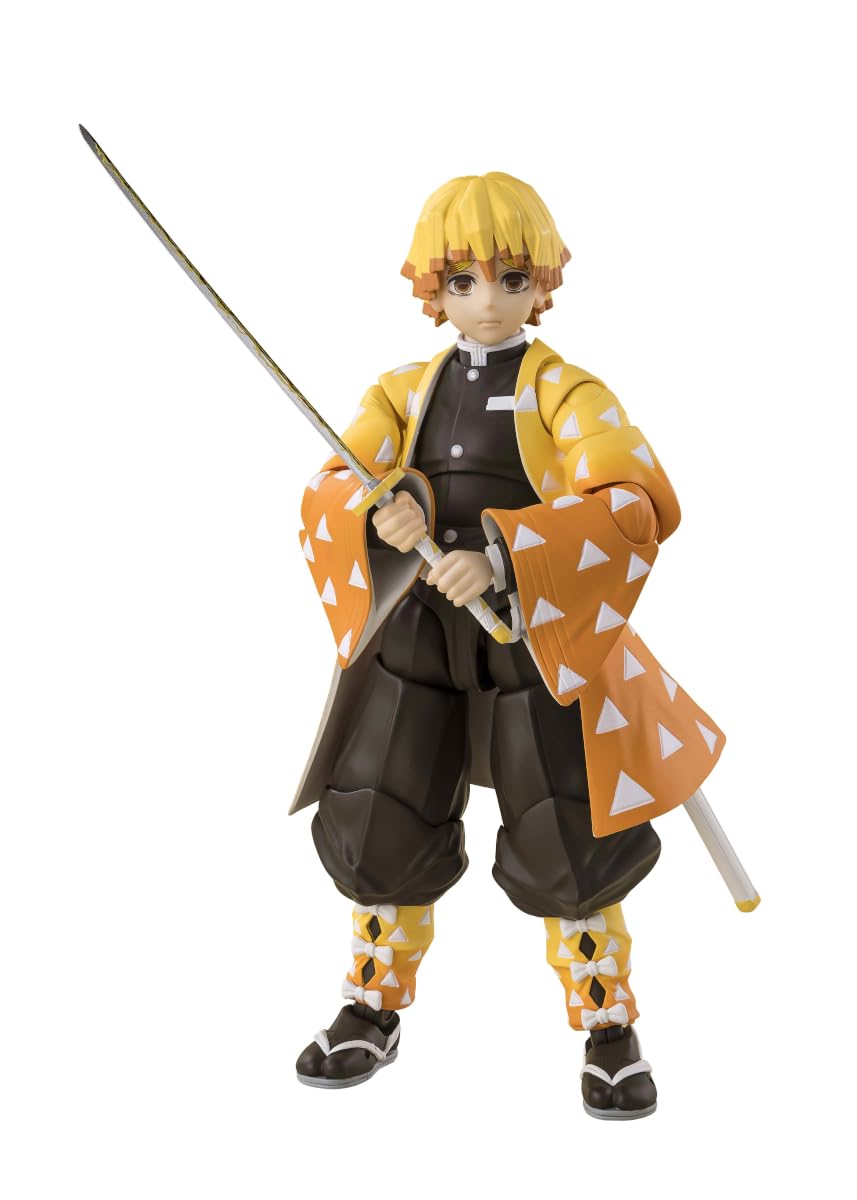 TAMASHII NATIONS Zenitsu Agatsuma S.H.Figuarts front view for dynamic display.
