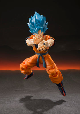 Tamashii Nations Goku figure wearing poster outfit for a rarity on display.