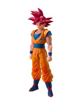 Tamashii Nations Dragon Ball Super Goku God Aura figure, front view for dynamic display and posing.