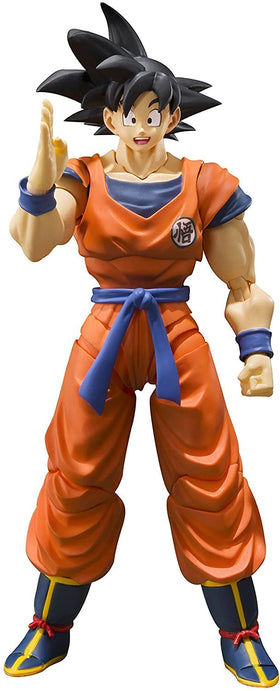 TAMASHII NATIONS Son Goku S.H.Figuarts in dynamic battle pose for display.