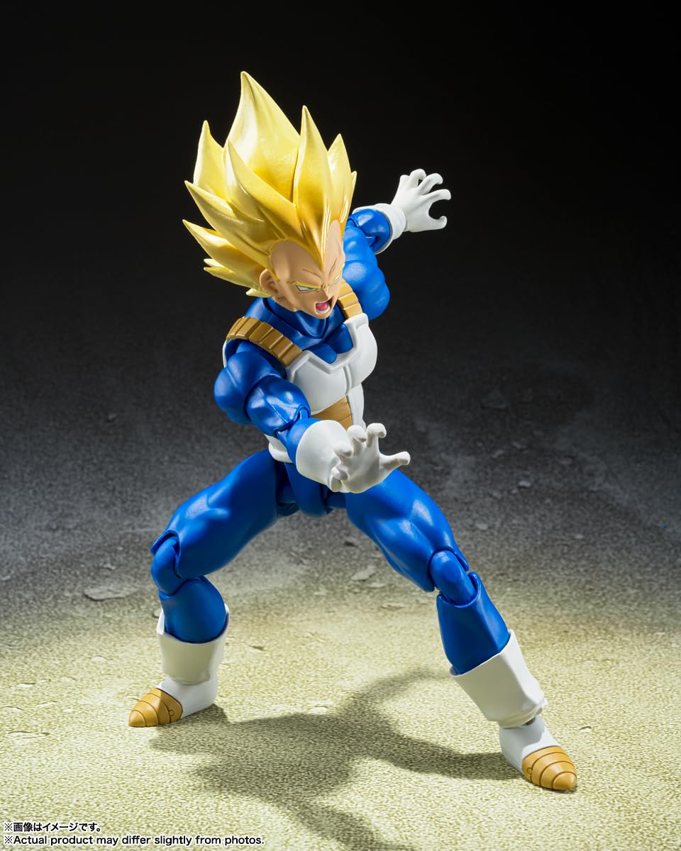 Tamashii Nations Dragon Ball Z Vegeta Awakened Blood dynamic pose for action displays.