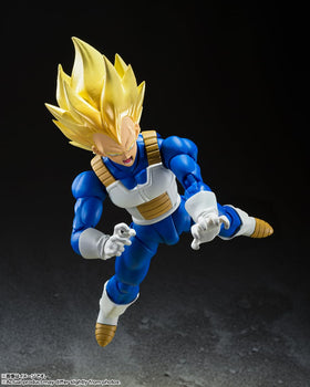 Tamashii Nations Dragon Ball Z Vegeta Awakened Blood display stand included.