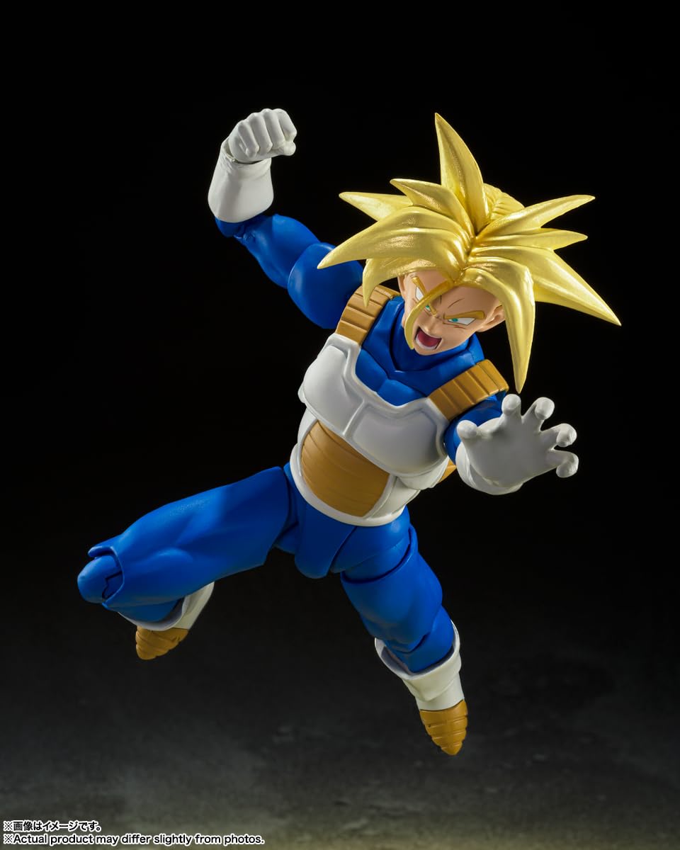 TAMASHII NATIONS Dragon Ball Z Trunks side view showcasing dynamic profile.