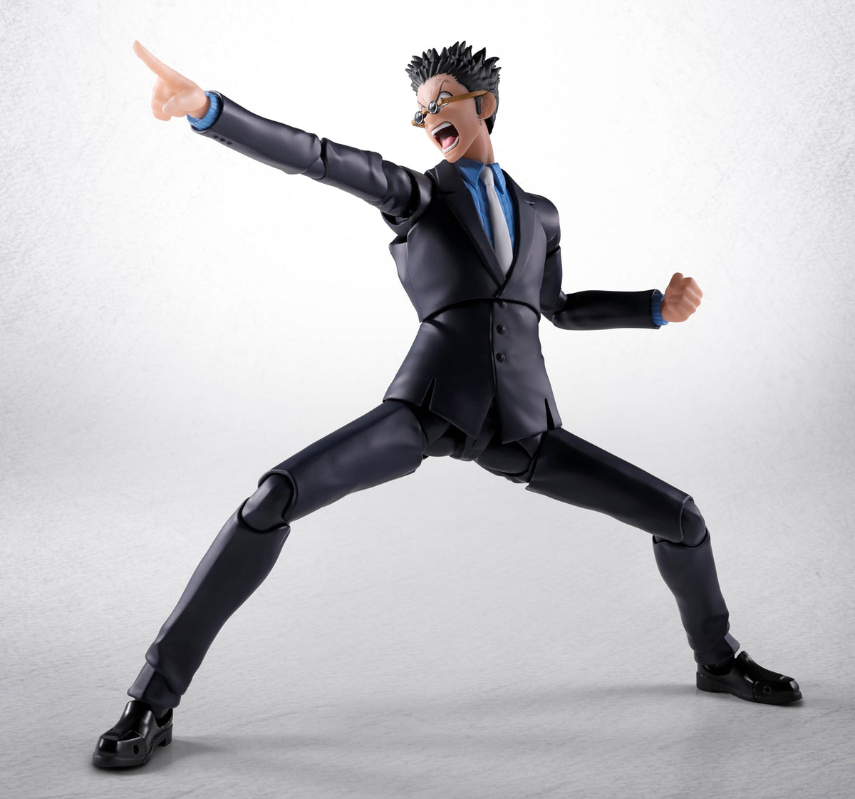 Tamashii Nations Leorio figure recreates the Chairman Election Arc emotion with flair.