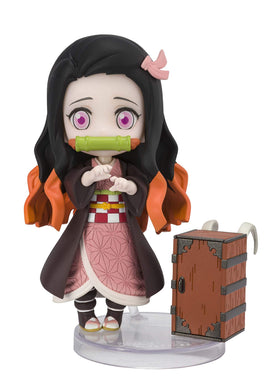 Tamashii Nations Nezuko Figuarts Mini pose emphasizes lifelike eyes for display.