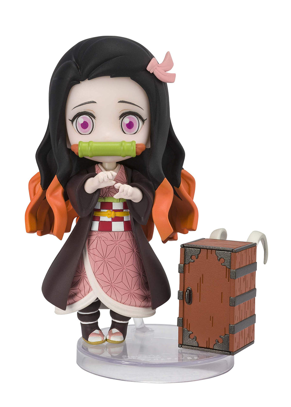 Tamashii Nations Nezuko Figuarts Mini pose emphasizes lifelike eyes for display.