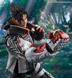 Tamashii Nations Jin Kazama figure with articulated joints for dynamic poses.