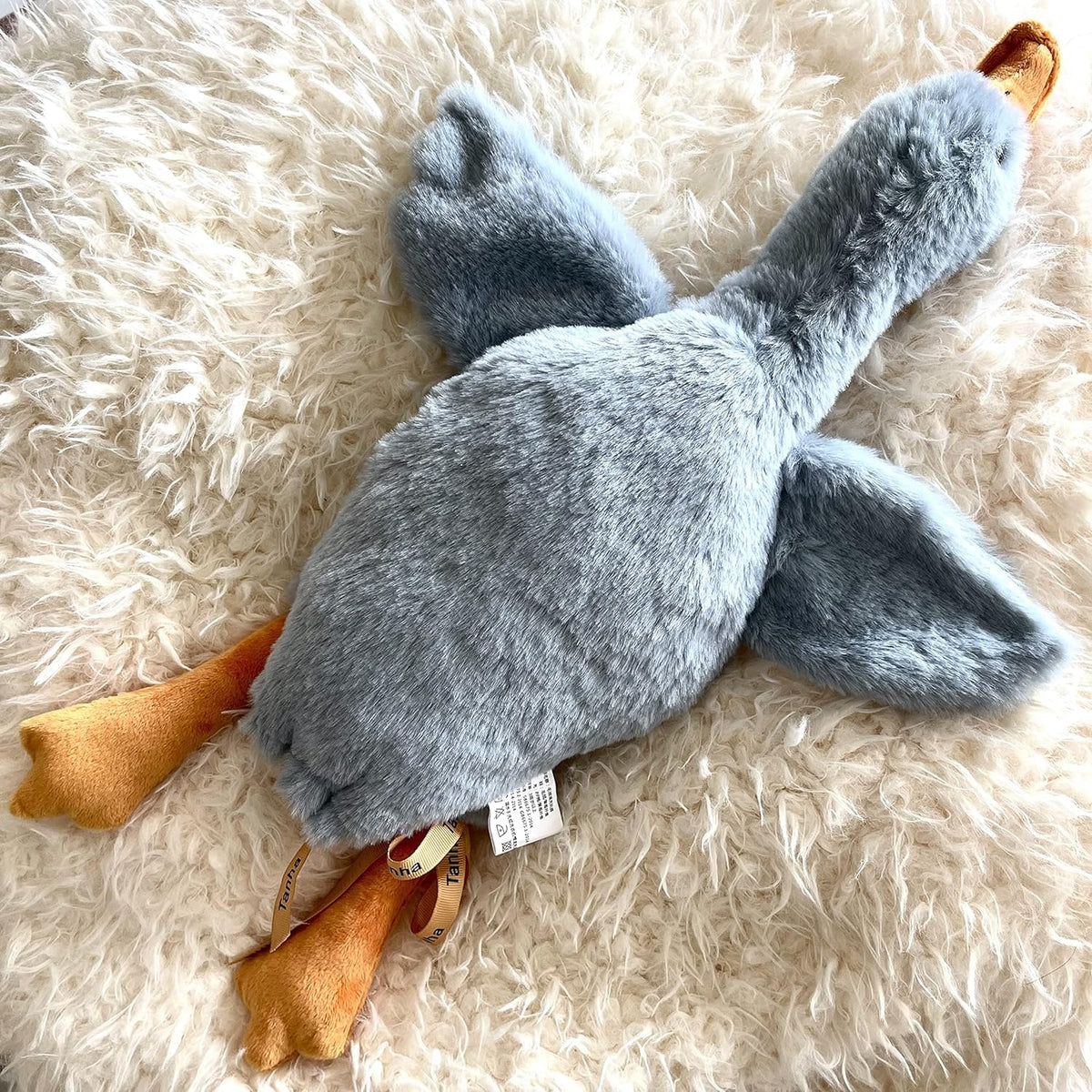 Tanha Goose plush full view in grey showing its cuddly size and appeal