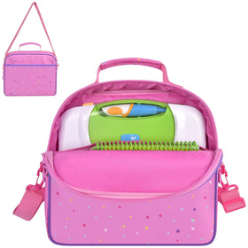 Tanmqin pink LeapFrog bag case protecting LeapStart 3D and six books for kids.