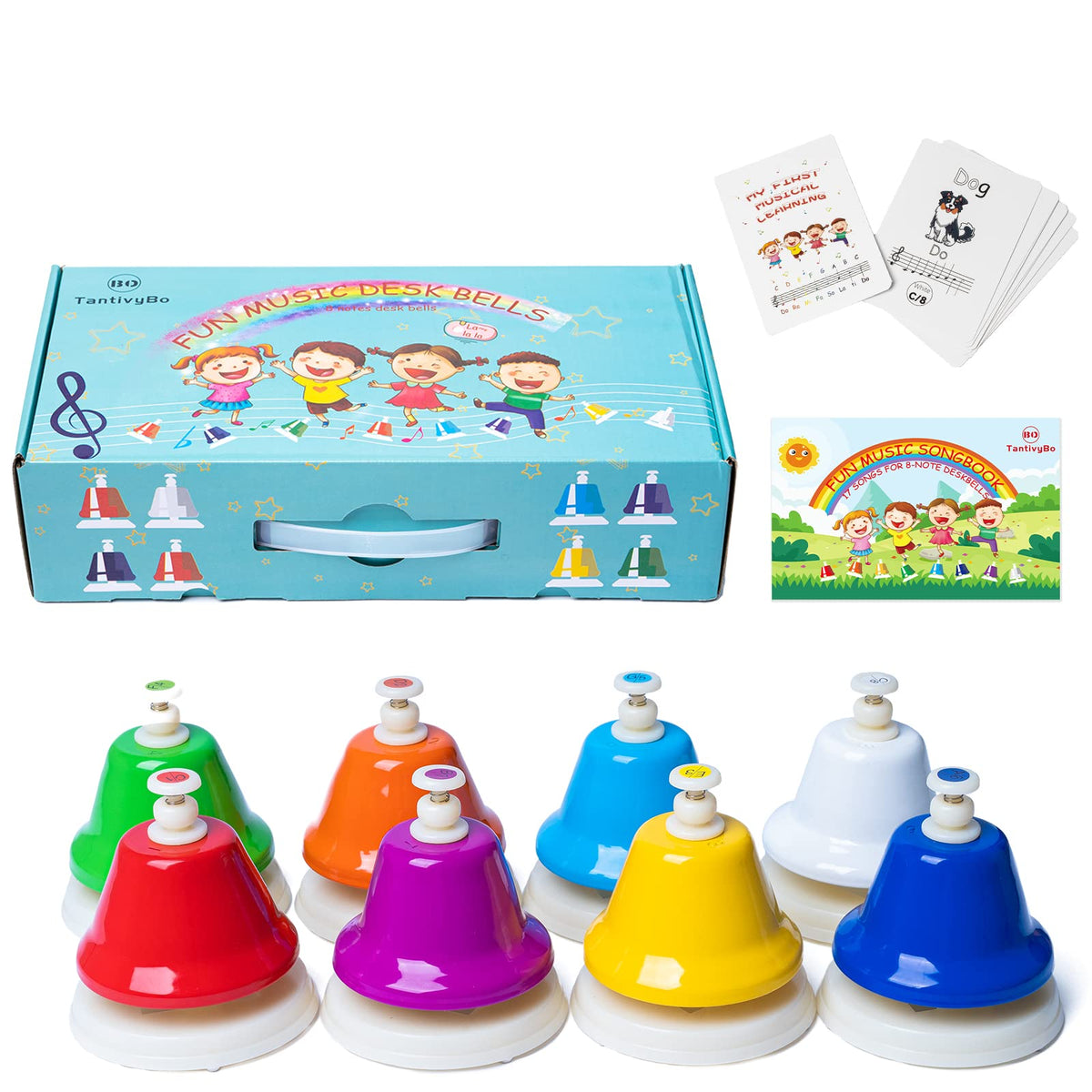 TantivyBo desk bells 8-note set with rainbow colors for early music learning