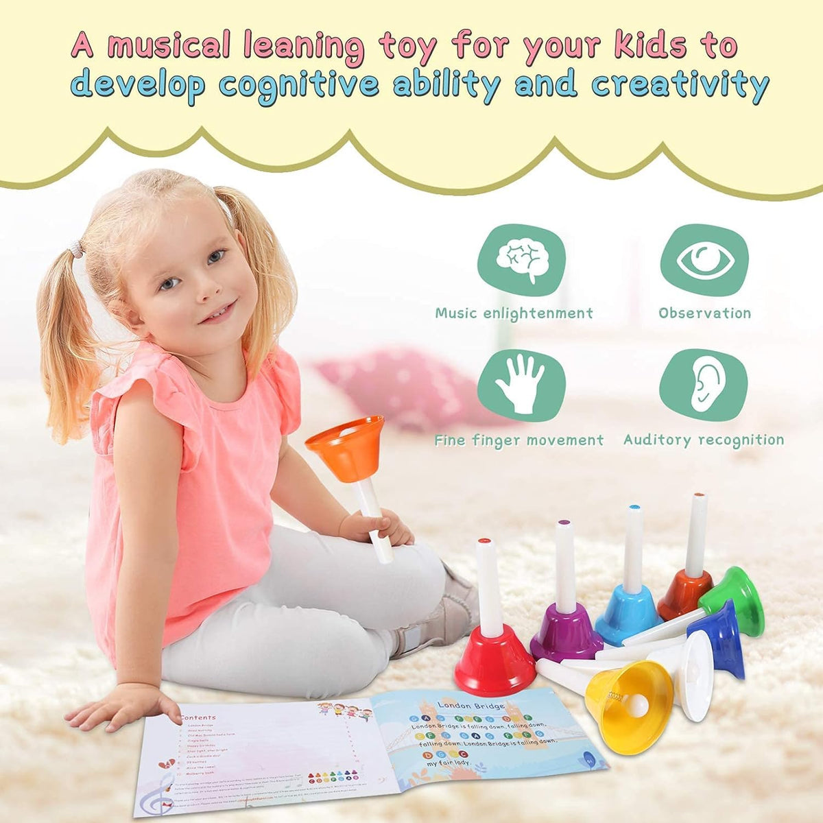 TantivyBo hand bells made from BPA-free materials with smooth finish for safe play.