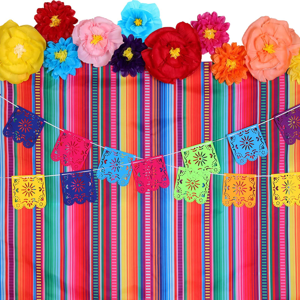 TaoBary striped backdrop for vibrant fiesta walls and bold Mexican party look