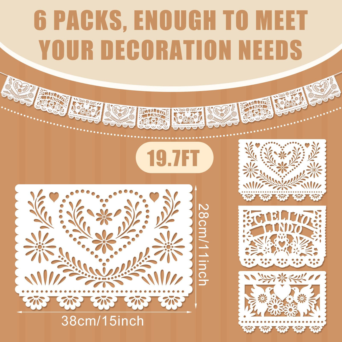 TaoBary papel picado banner featuring birds for festive ambiance
