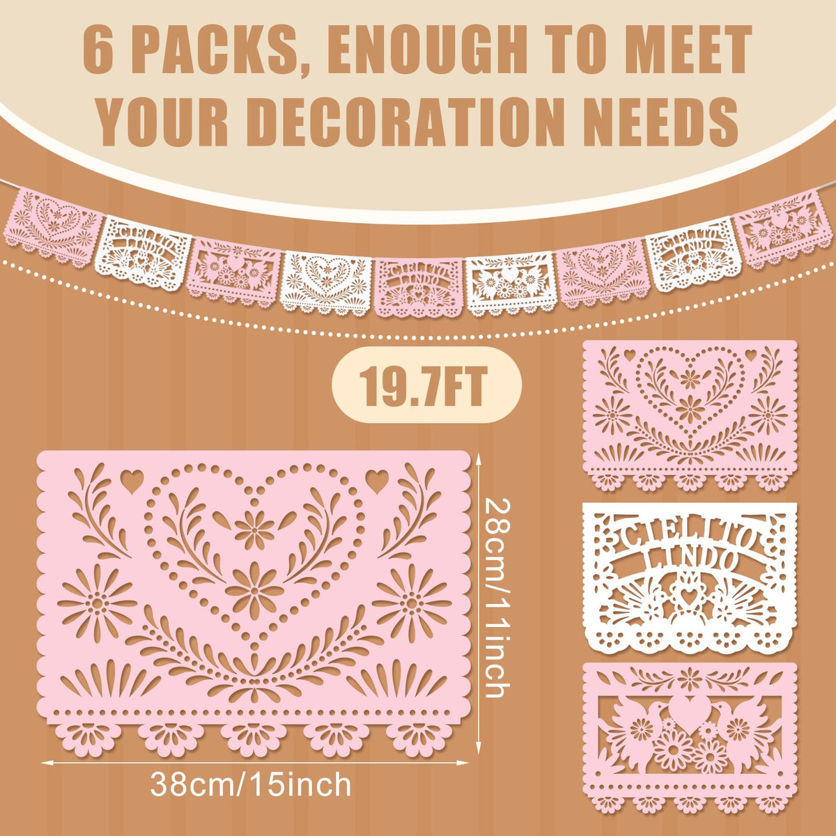 TaoBary flowers pattern papel picado banner adds festive floral charm