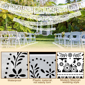 TaoBary white banner with heart cutouts for romantic Mexican theme