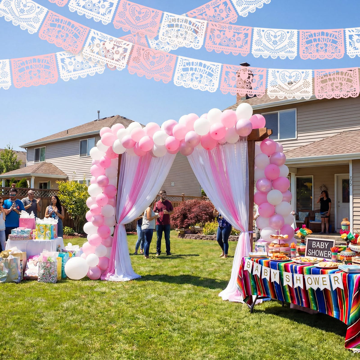 TaoBary heart-cutouts banner creates romantic fiesta accents