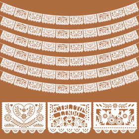 TaoBary white papel picado banner with flowers for elegant wedding decor