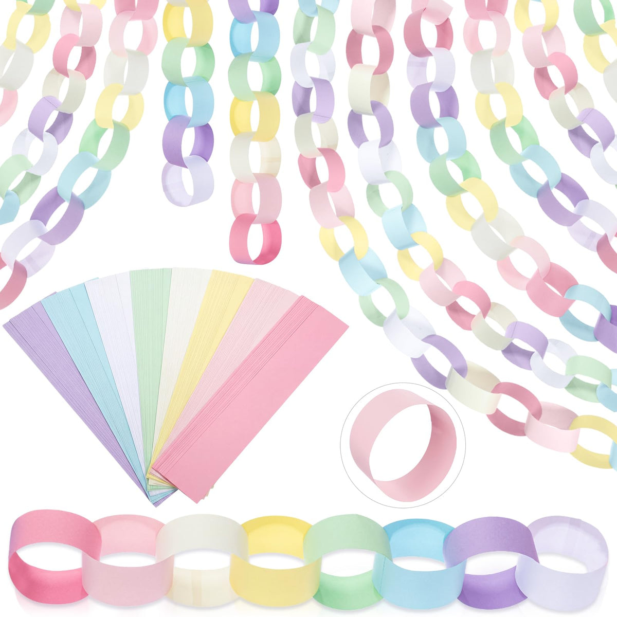 TaoBary paper chain garland with colorful links for classroom decor.
