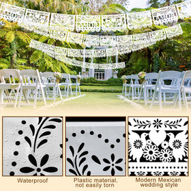 TaoBary white papel picado banner with heart cutouts highlights romantic accents.