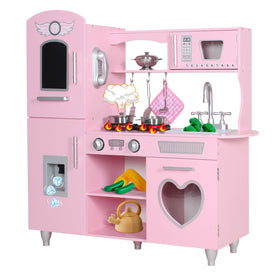 TaoHFE LED upgrade kitchen set pink stove lit for immersive pretend cooking