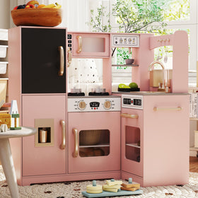 TaoHFE pink corner play kitchen with lights enhances imaginative play