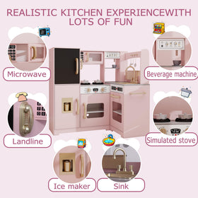 TaoHFE pink corner play kitchen microwave simulated adds realism