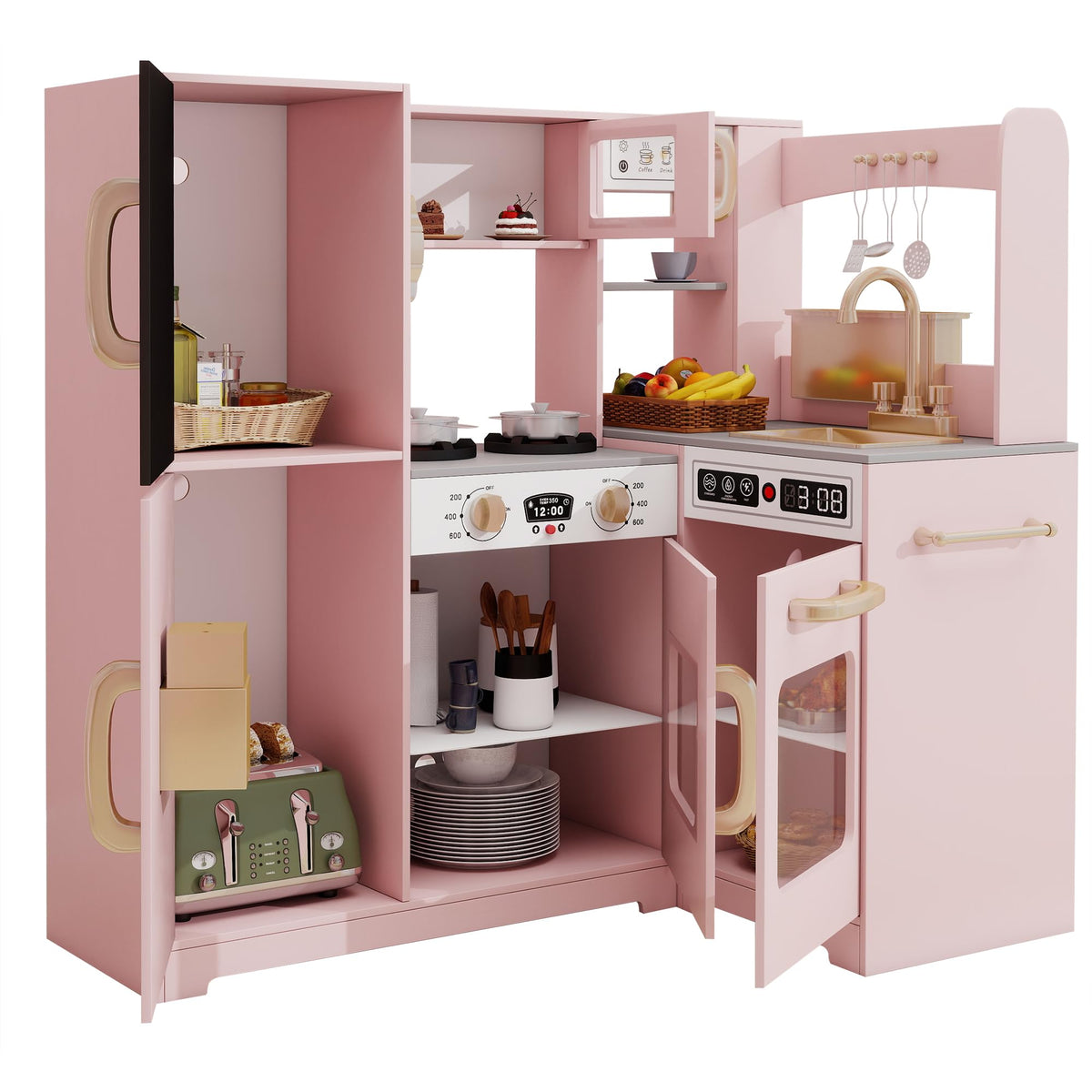 TaoHFE pink corner play kitchen oven light creates warm baking ambience